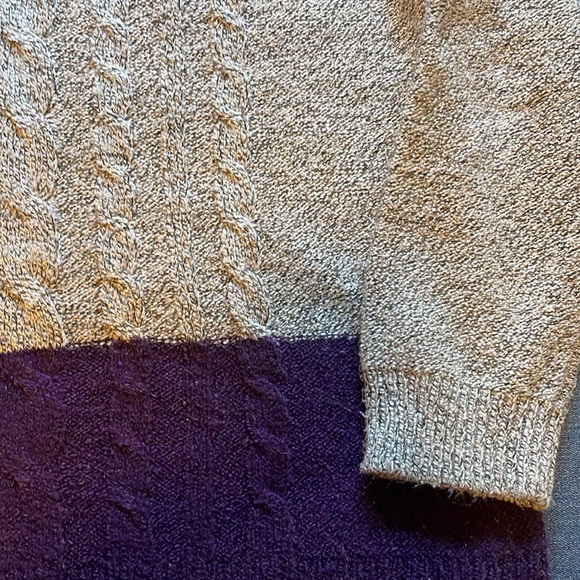 Gray and purple color block turtle neck sweater L - Picture 3 of 4